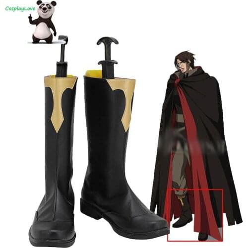 Castlevania Season 3 Netflix 2020 Anime Trevor Belmont Black Shoes Cosplay Long Boots Leather Custom Made For Halloween