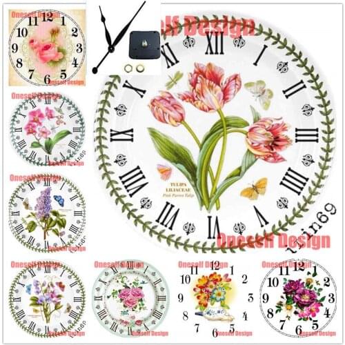Clock picture of rhinestones flower 5d diamond painting with clock diamond embroidery sale with clock flower wall sticker clock