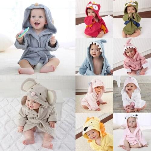 2-3Y Cotton Kids Robes Newborn Bath Towel Hood Cartoon Fashion Sleepwear Girls Boys Bathrobe For Children Baby Receiving Blanket