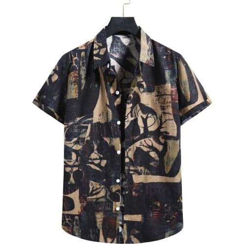 Summer Hawaiian Aloha Shirt Men 2021 Brand Short Sleeve Beach Shirts Men Vintage Harajuku Floral Shirt Male Vacation Clothing