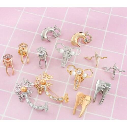 Brain Tissue Ripple Inlaid Drill Teeth Stomach Cartoon Brooch Nurse Lapel Pin Jewelry Badge Gifts Salute Medical Staff Wholesale