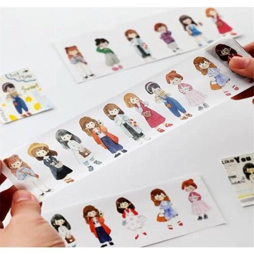 2020 Cute Girls Clothes Washi Tapes Bullet Journal Masking Tape Adhesive Tape DIY Scrapbooking Washi Stickers