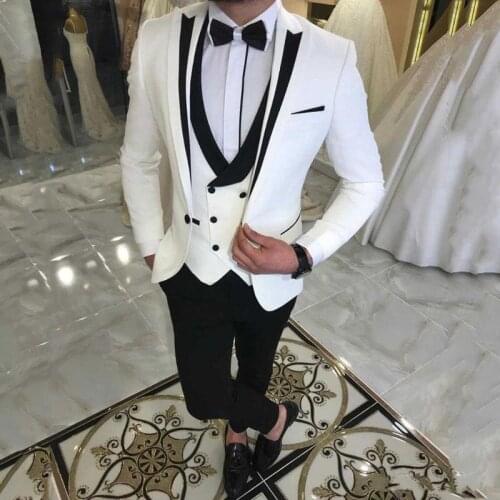 Handsome Groomsmen Wool blend Groom Tuxedos Mens Wedding Dress Man Jacket Blazer Prom Dinner (Jacket+Pants+Tie+Vest) A135