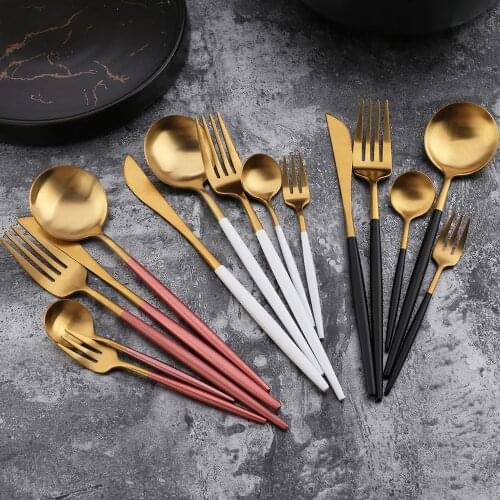 Best cuberterias acero inox 304 stainless steel tofok cutlery service table set covered case bestekset table knife fork spoon