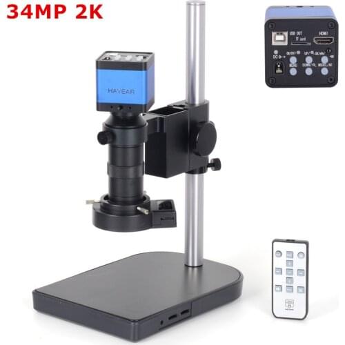 34MP HD 1080P 60FPS HDMI USB Microscope Camera Electronic Industrial VCR 100X C-Mount Lens Zoom 40 LED Light for PCB Repair