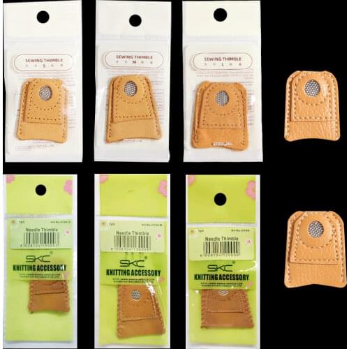 New Arrival Handmade Patchwork Faux Leather Thimble Finger Sets With Metal Tip DIY Sewing Tools Hand Needlework Accessory