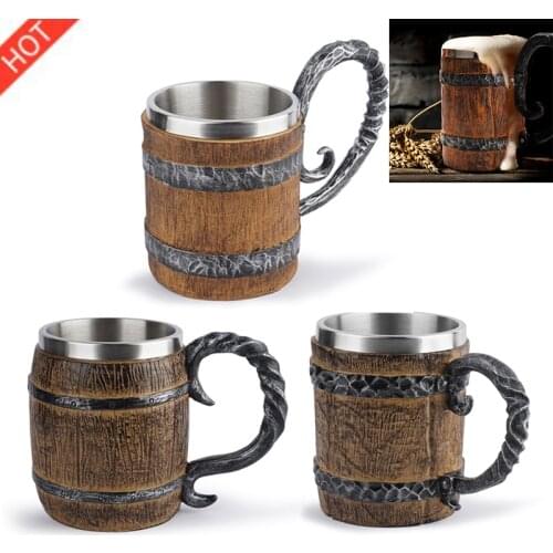 New Retro Horn Skull Resin Beer Mug Stainless Steel 3D Beer Mug Game Tankard Coffee Cup Wine Glass Mugs Drinking Mug Wine Cup