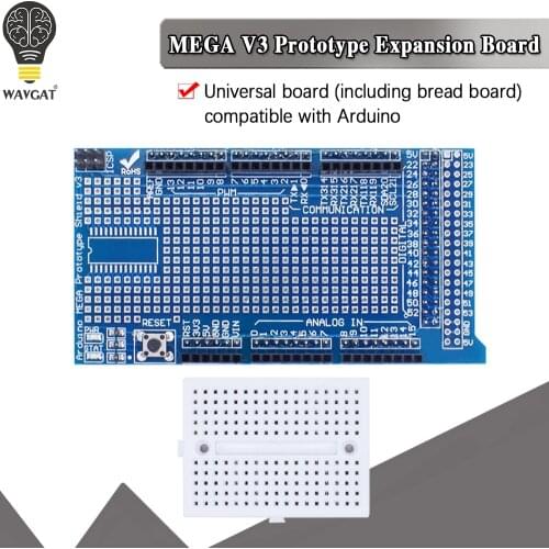 WAVGAT MEGA 2560 R3 Proto Prototype Shield V3.0 Expansion Development Board + Mini PCB Breadboard 170 Tie Points for arduino DIY