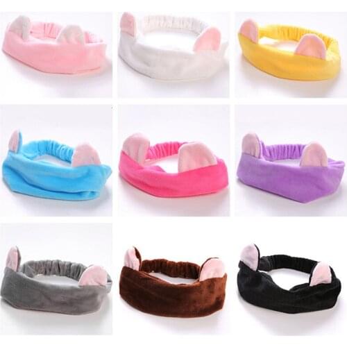 Lovely Cat Ear Shape Elastic Head Towel Microfiber Flexible Head Bangs Hoop Cleaning Face Towel Bathroom Use Mini Head Towels