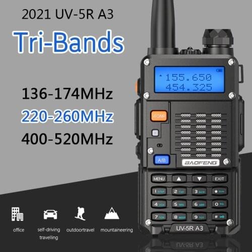 BaoFeng UV-5R A3 5W Tri-Band Two Way Radio 220-260MHz Portable Handheld Ham Radio Transceiver UV- 5RX3 UV-5R III Walkie Talkie