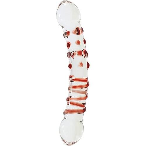 MaryXiong Small Double-headed Dragon Simulation Glass Penis Couple Passion Tool G-spot Backyard Chrysanthemum Adult Supplies