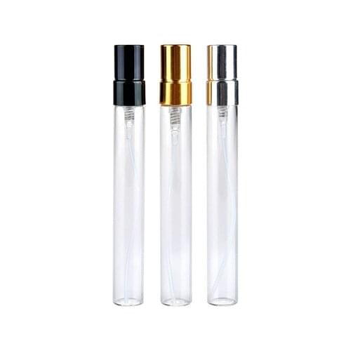 50pcs/lot 10ml Clear Glass Atomizer Bottle Refillable Colorfull Aluminum cap Spray Perfume Bottle Travel Bottles Container
