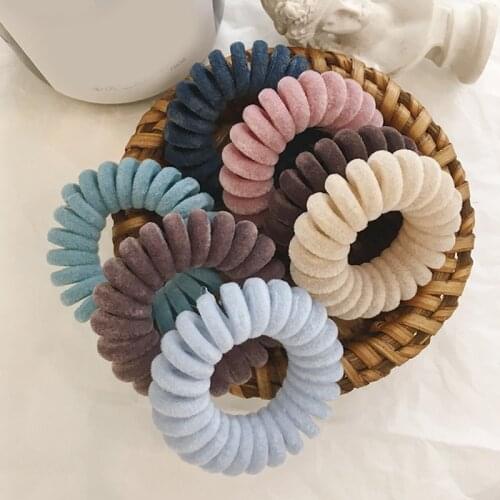 1PC Elastic Hair Bands Velvet Spiral Shape Ponytail Holders Hair Ties Gum Rubber Band Hair Rope Telephone Wire Hair Accessories