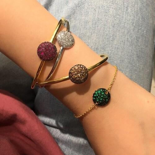 Luxury Brand Strong Statement Gorgeous Color Jewel Small Mushroom Round Micro - Inset Zircon Bracelet ForWomen