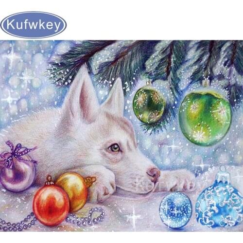 Christmas Dogs Toys Painting Art Balls Alaskan Malamute Full Square Diamond Embroidery 5D DIY Diamond Painting cross stitch kits