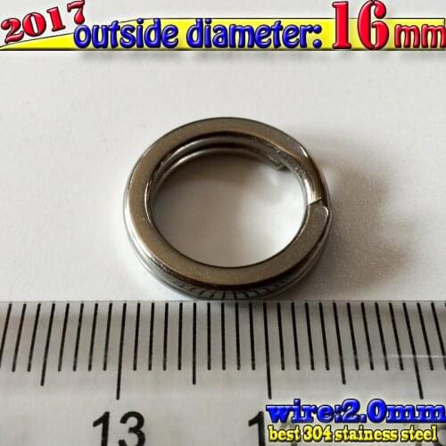 Fishing split rings wire2.0*outder diameter16mmquantily30pcs/lot the good 304stainless steel test137kg