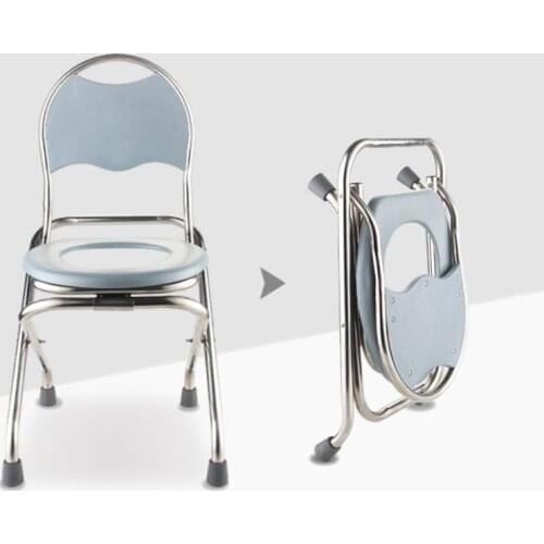 38cm Sit height Folding Commode chair pregnant woman Bathroom chair skidproof mobile potty chair for Patients
