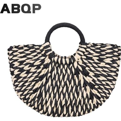 ABQP Luxury Womens Straw Bag Patchwork Large Capacity Female Summer Beach Tote Bag Designers Girls Shopping Travel Handbag