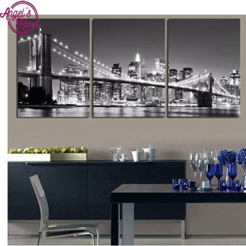 New York Brooklyn bridge 3pcs Triptych full square diamond painting cross stitch 5d diamond embroidery mosaic Wedding decoration