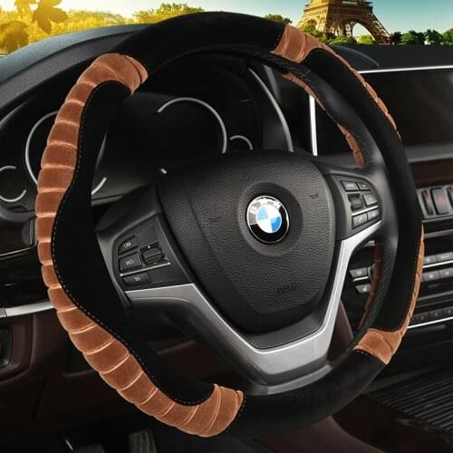 Universal Carr plush Steering-Wheel Covers Anti-slip Skidproof Durable 37-38CM/15" Dynamic Fibre Handmade Steering Wheel Cover