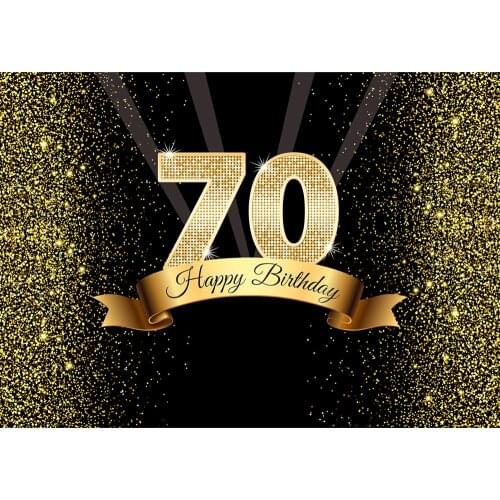 Golden Sand Twinkle Glitter Photographic Backdrops Vinyl Cloth Background for 70 Happy Birthday Party Photoshoot Photo Studio