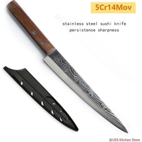 Japanese Stainless Steel Sushi Knife Cooking Knife Salmon Sashimi Knives Professional Persistence Sharpness Fish Slicing Knife