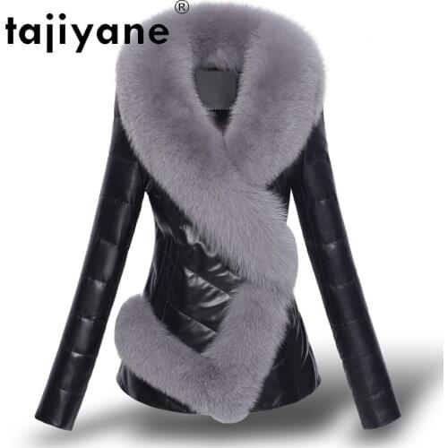 Tajiyane Real Leather Jacket Women 90% White Duck Down Coat Womens Natural Fox Fur Collar Parkas High Quality Ropa Mujer TN1102
