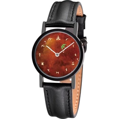 FEB 30TH Moving Spaceship Dial Design Girls' Watch Small Women Wristwatch Genuine Leather