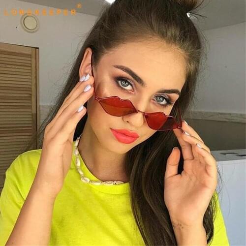 LongKeeper Red Lips Sunglasses Women 2020 Fashion Luxury Cat Eye Sun Glasses Ladies Vintage Sexy Hip Hop Eyewear Party Gafas