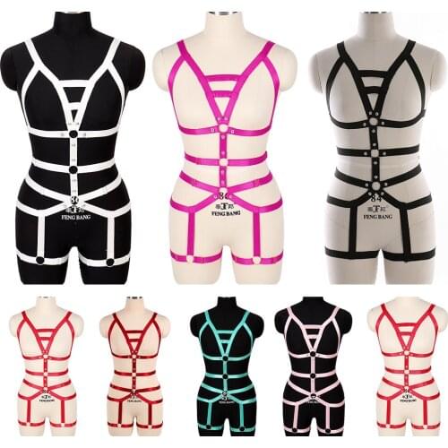 Punk Erotic Lingerie Goth Womens Underwear Sexy Lingerie Stocking Belt Body Harness Fashion Bra Dance Festival Party Club Wear