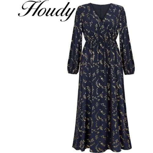2021 Spring and Autumn New Temperament Printed Large Size Chiffon Dress Slim and Thin Dark Blue Party Straight Sleeve Dress