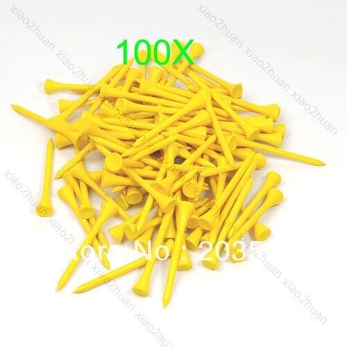 100pcs 70mm Brand New Golf Ball Wood Tee Tees Yellow