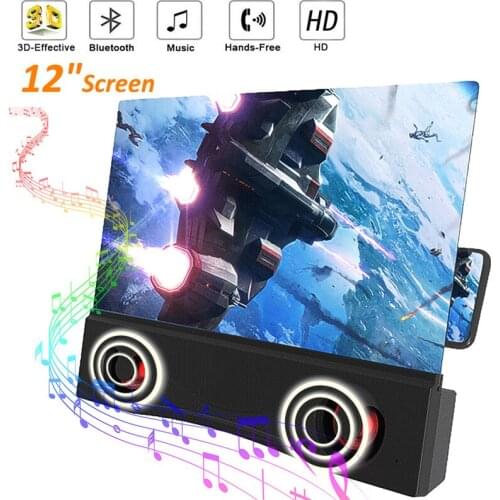 12 inch 3D Phone Screen Magnifier Bluetooth Stereo Speaker HD Video Amplifier Universal Compitable for Mobile Cell Phone