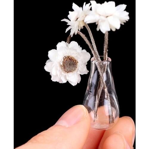 2Pcs Dollhouse Miniatures Glass Vase Model Doll House Accessories Decor Toy Dollhouse Miniature Vase