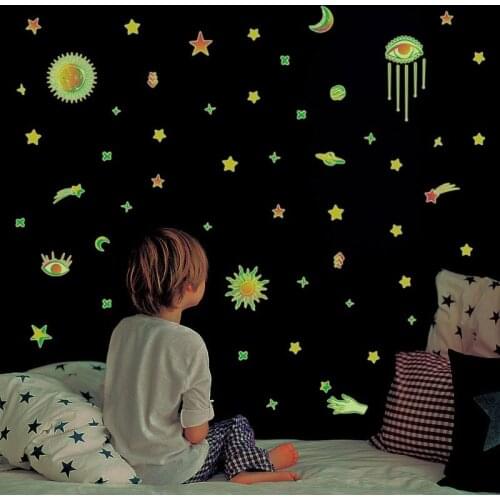 3 pcs Luminous stars meteor moon Wall Sticker for kids room living room bedroom decoration decals Glow in the dark 3D Stickers