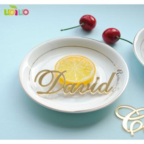 40pcs hot sell new arrival wedding decoration mirror gold and silver laser cut guest names personalize design