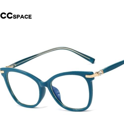 48243 TR90 Anti Blue Light Glasses Frames Cat Eye Diamond Women Optical Fashion Computer Glasses