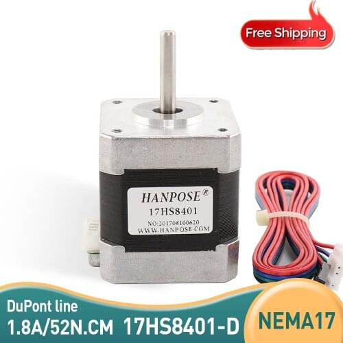 Free shipping 1PCS 4-lead Nema17 Stepper Motor 42 motor 17HS8401 1.8A CE ROSH ISO CNC Laser and 3D printer with DuPont line