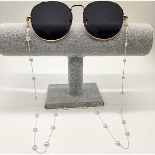 Eyeglasses Chain Pearl Charm Plated Metal Chain Silicone Loops Sunglasses Accessory Mask Hanging Rope Heart Pearl Mask Chain