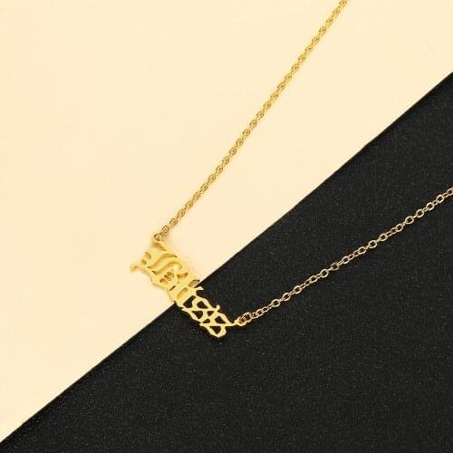 CHENGXUN English Letter Necklace Bliss Necklace for Family Handmade Golden Necklace Choker Women Collier Happiness Memory Gift