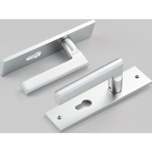 Black White solid aluminum door locks bedroom Continental door handle minimalist interior cylinder lock security locks packages