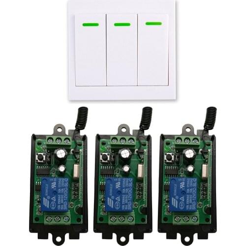DC 9V 12V 24V 1 CH 1CH RF Wireless Remote Control Switch System Receiver+3CH 86 Wall Panel Transmitter,315/433.92 MHZ shutters