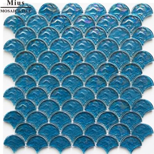 F ish scale blue glass mosaic pattern
