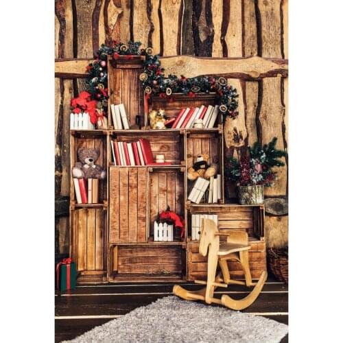 Christmas Backdrops Vintage Wooden Cabinet Background Newborns Portrait Xmas Family Party Decoration Photo Booth Studio Props