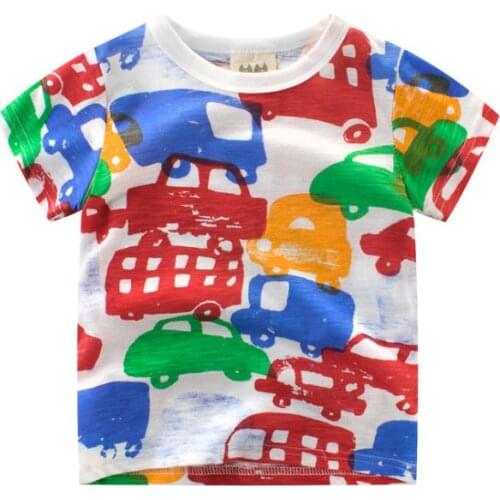 2-8Y Cartoon Print Baby Boys Dinosaur T Shirt For Summer Infant Kids Boys Girls T-Shirts Clothes Cotton Toddler Tops