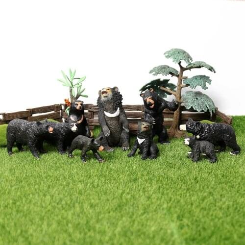 Simulation Black Bear Wild Animal Family Model Collector Decor American black Bears Figurine Garden Home Decor Kids Fun Toy