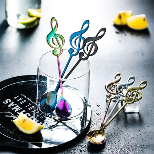 Musical Note Coffee Spoons 304 Stainless Steel Tea Ice Cream Fruit Dessert salt Spoon Golden Teaspoon Tableware Wedding Gifts
