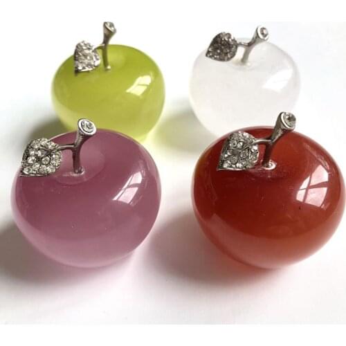 Cat eye apple quartz mineral crystals healing gemstones polished reiki stones home decoration