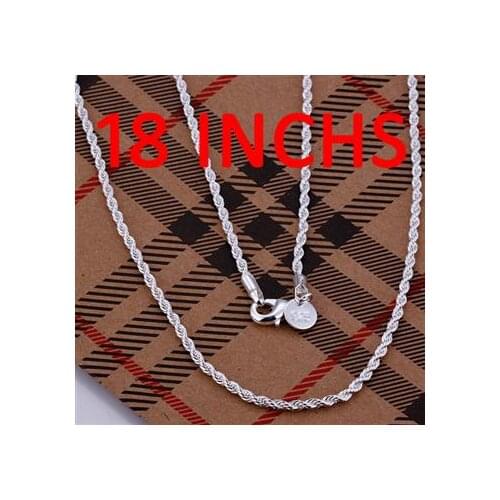 Cool 1pcs 2mm 16/18/20/22/24 M925 Silver color Link Chain Lobster Clasp Necklace Wholesale fashion jewelry CN226