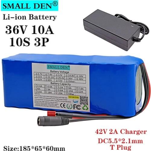 36V 10ah 18650 li-ion battery pack 10S3P 500W High Power Electric bicycle Motorcycle Scooter battery 42V 2A Charger+XT60/T Plug